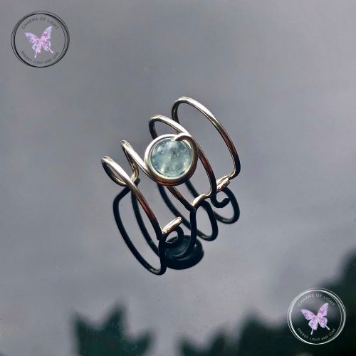 Aquamarine Silver Banded Ear Cuff